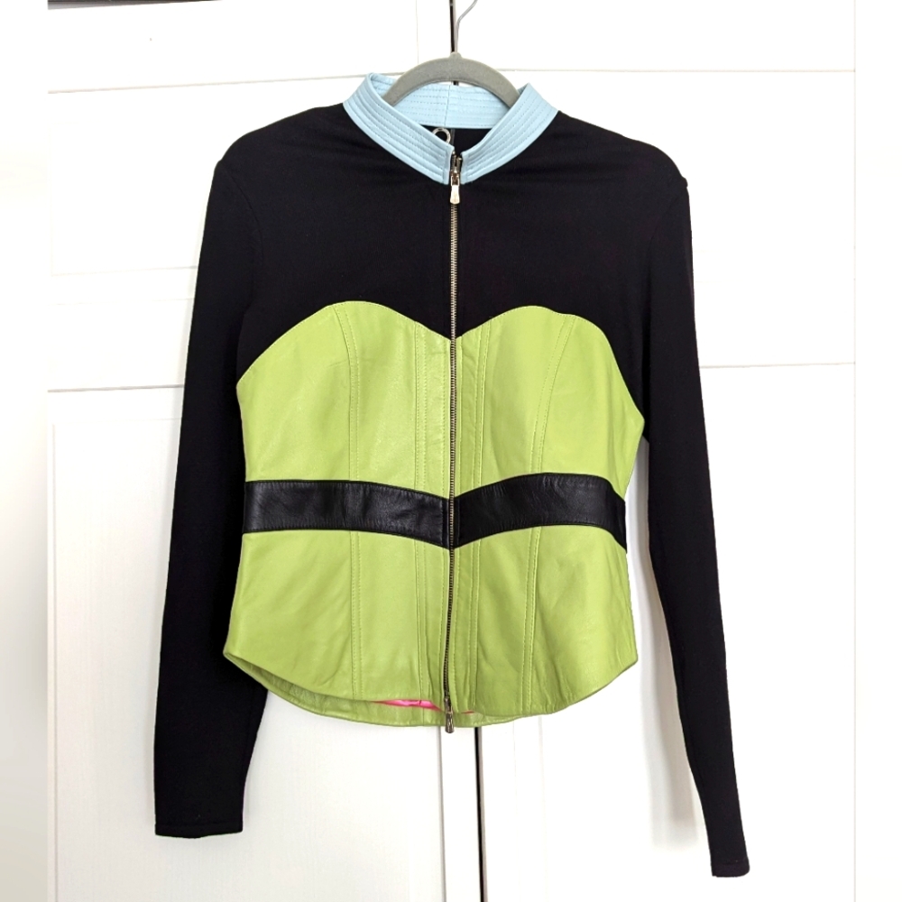 One Girl Who... Leather Jacket, Colorblock